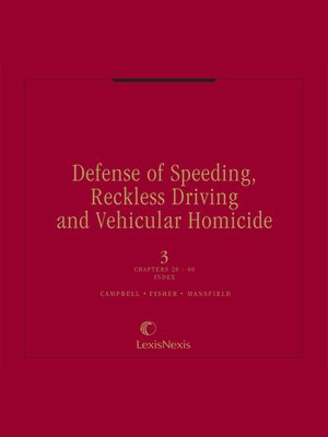 cover image of Defense of Speeding, Reckless Driving and Vehicular Homicide